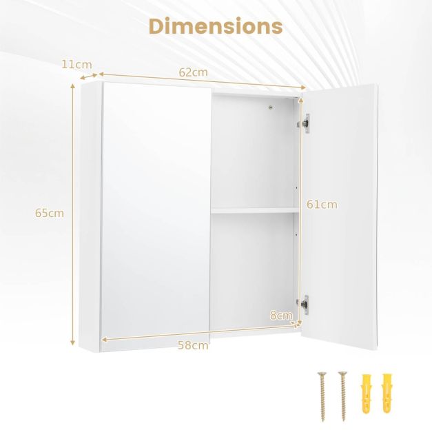 Medicine Cabinet with Mirror and Double Mirrored Doors