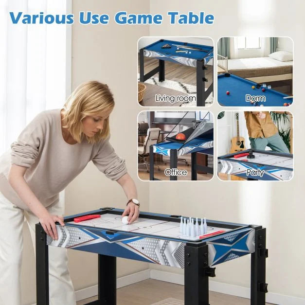 6-In-1 Combo Game Table with Air Hockey Billiards Table Tennis