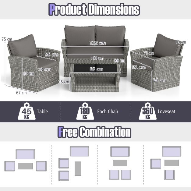 4 Piece Patio Conversation Seat