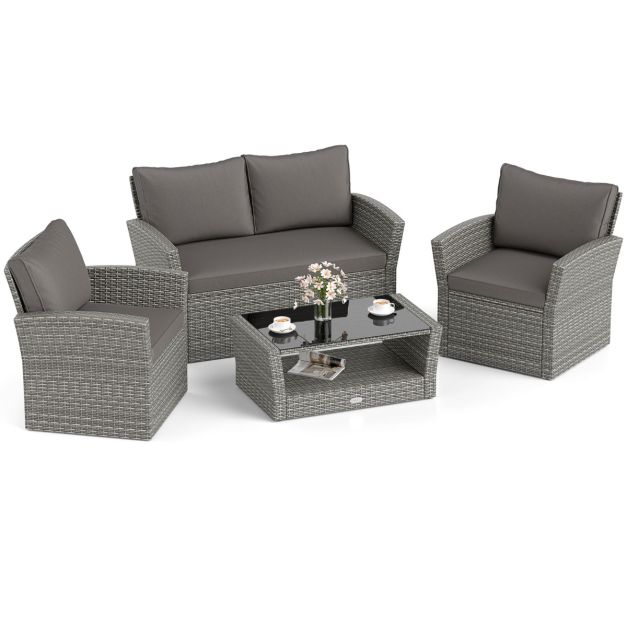 4 Piece Patio Conversation Seat