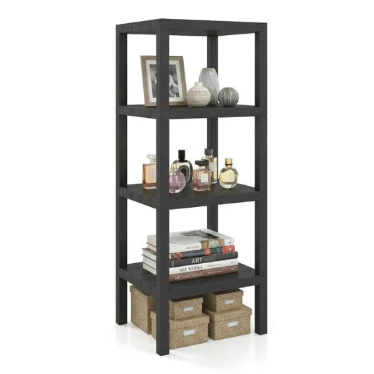 4-Tier Plastic Storage Shelf Freestanding Utility Rack