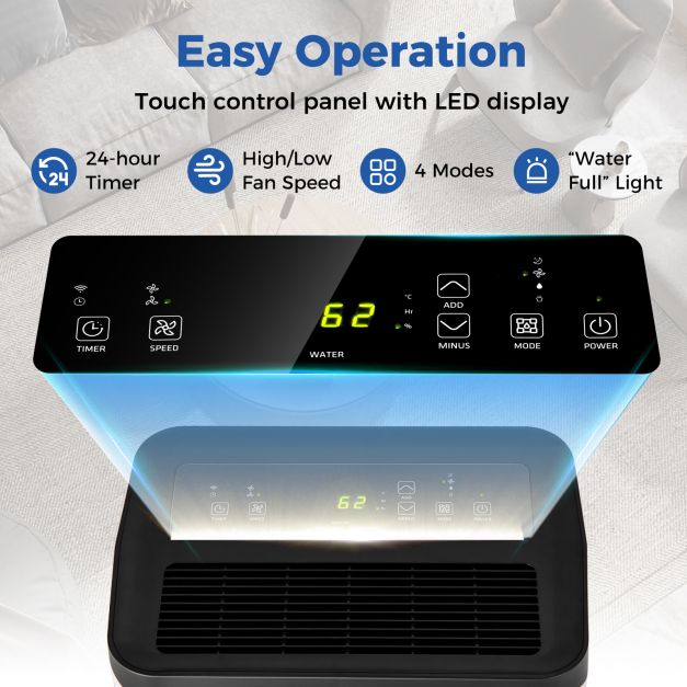 Portable 50L/Day Dehumidifier with App and Wifi for Home Damp