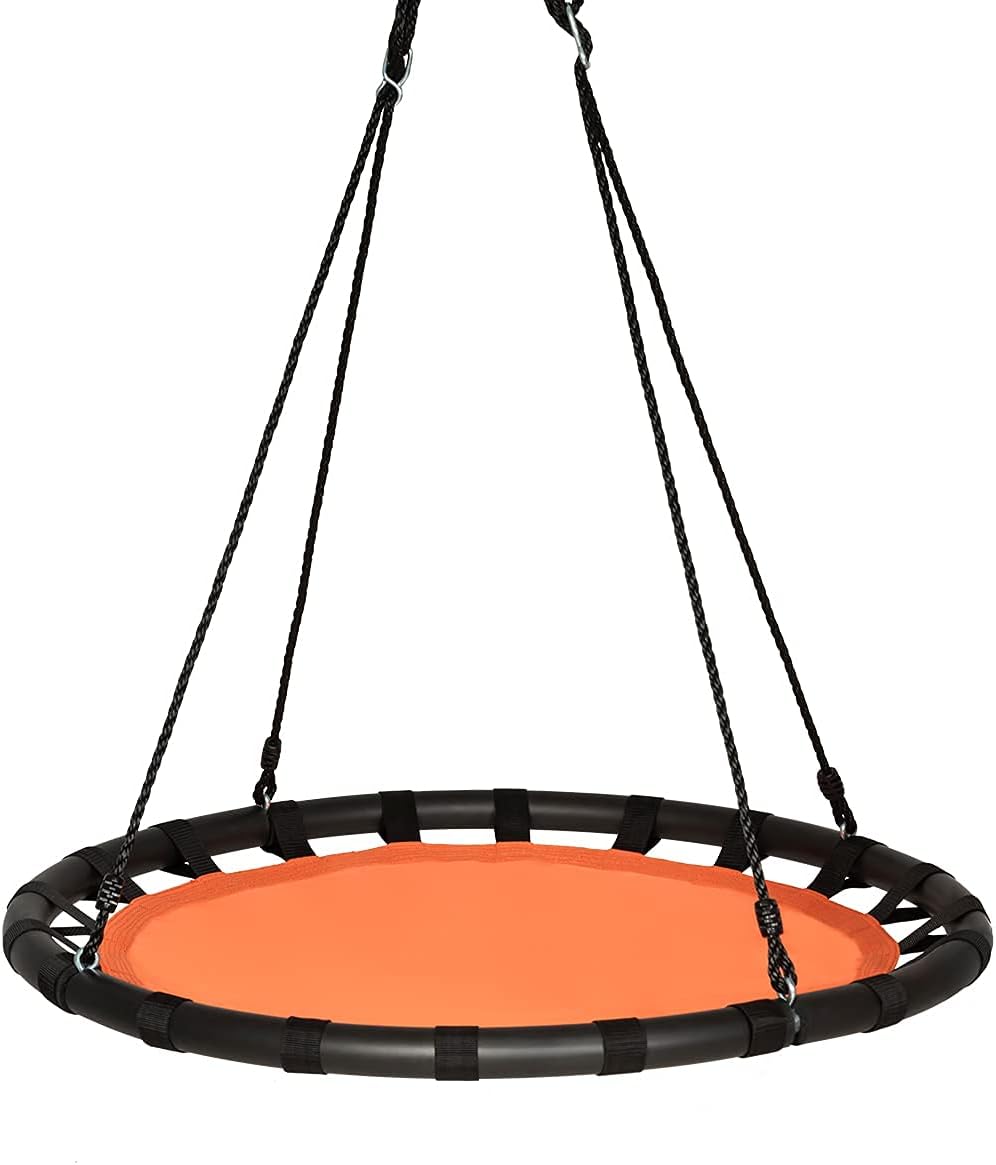 100cm Round Children Tree Swing Set with Adjustable Length Hanging Ropes