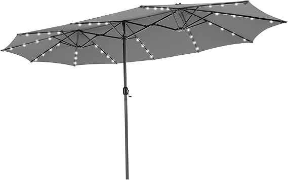 4.5m Double-Sided Parasol with 48 LED Lights and Hand-Crank Mechanism