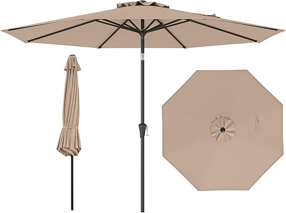 3M Waterproof Garden Parasol with Tilt & Crank Handle