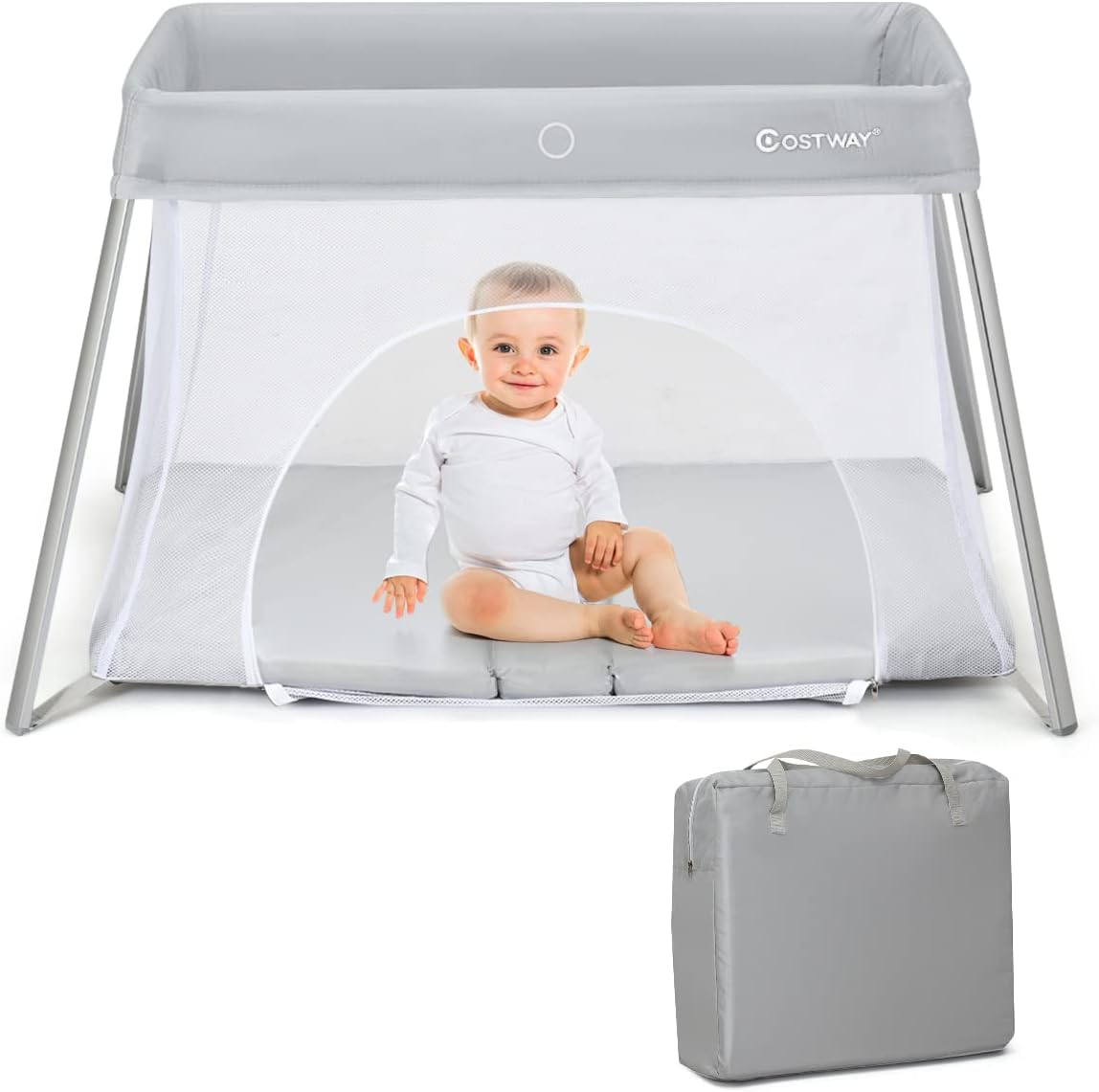 2 in 1 Portable Playpen Baby Crib with Soft Mattress