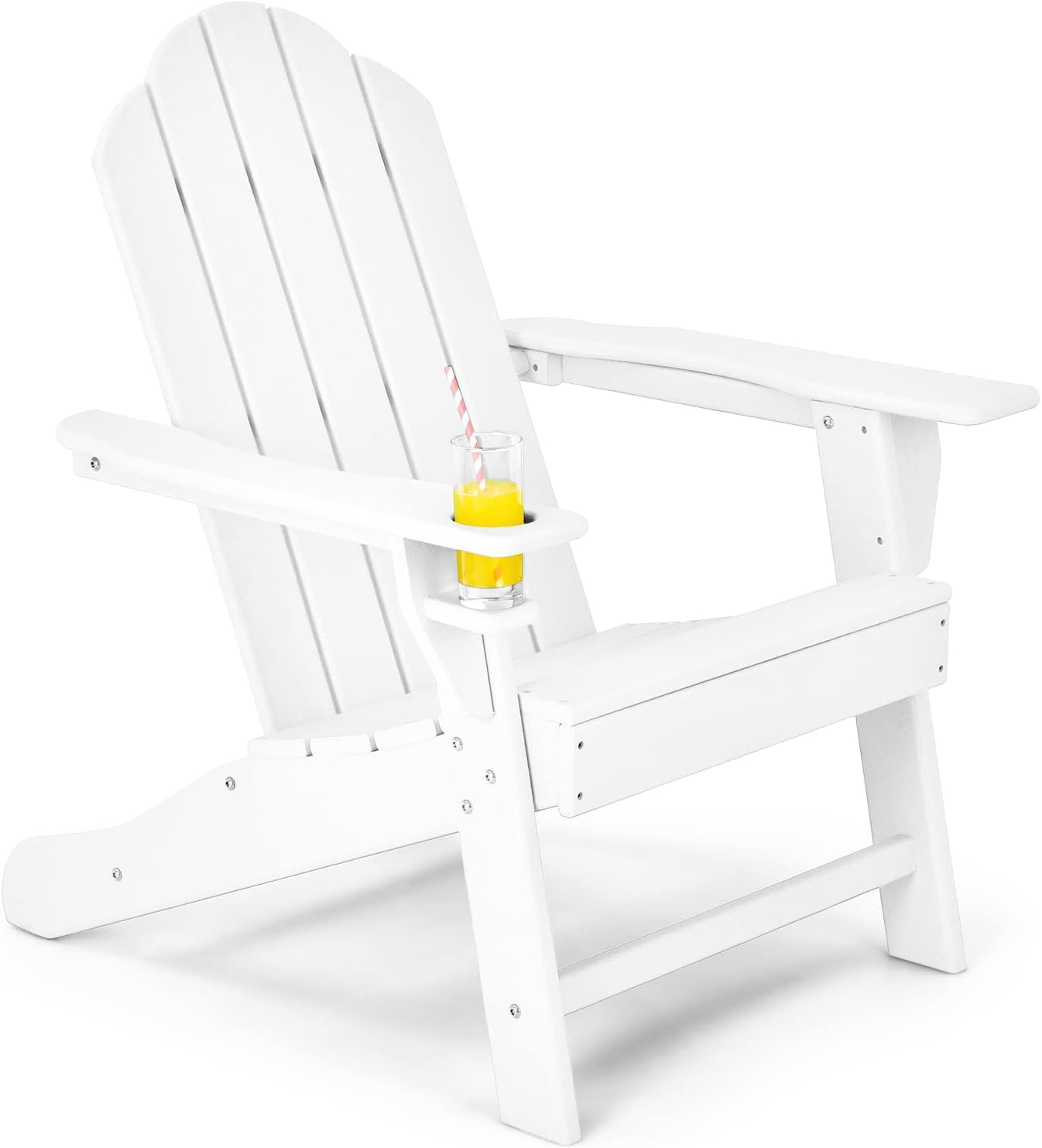 Weather Resistant Adirondack Chair with Built-in Cup Holder