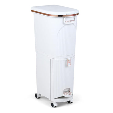 Recycling Bins, 43L Dry and Wet Separation Trash Can with 3 Compartments