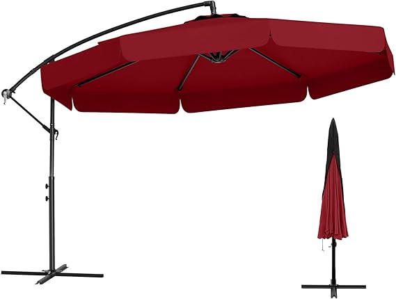 2.9M Patio Cantilever Parasol with Cover and Tilt Function