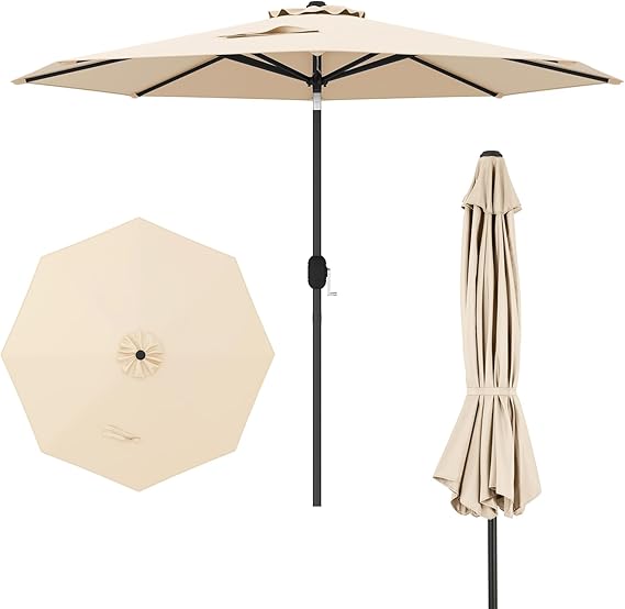 2.7m Waterproof Patio Umbrella with Tilt & Crank Handle