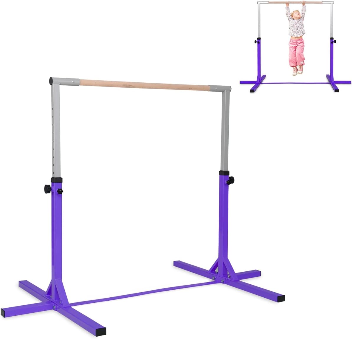 90-150cm Height Gymnastics Training Bar with Non-slip Rubber Pads