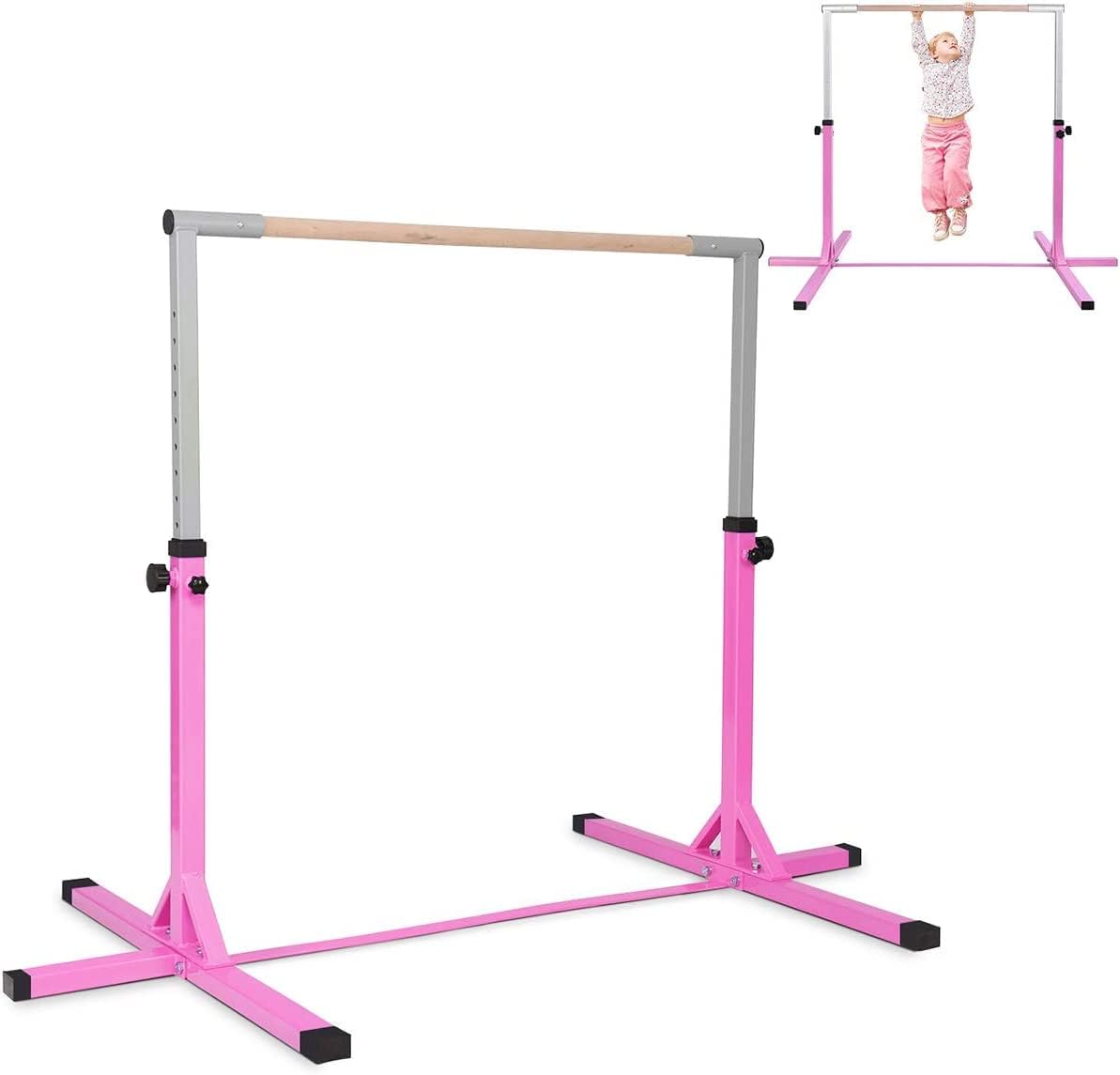90-150cm Height Gymnastics Training Bar with Non-slip Rubber Pads