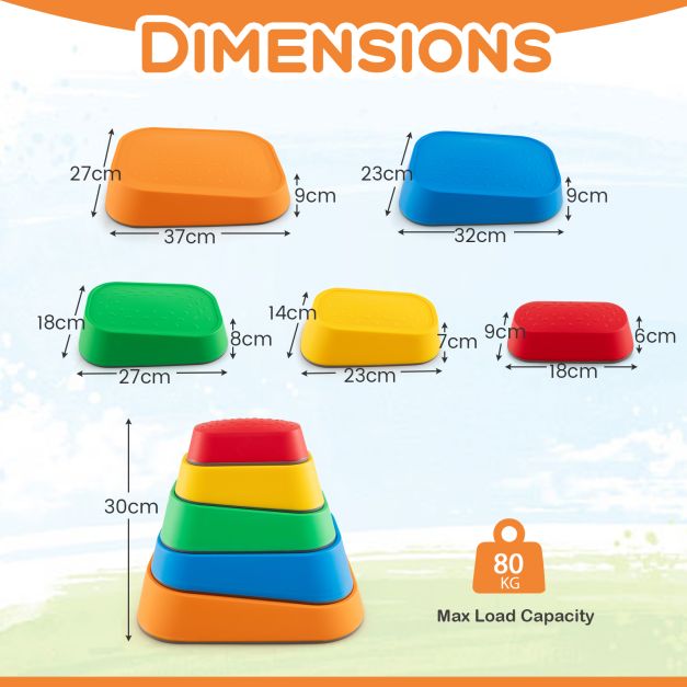 Stepping Stone for Kids 5Pcs Non-Slip Toddler River Stone Set
