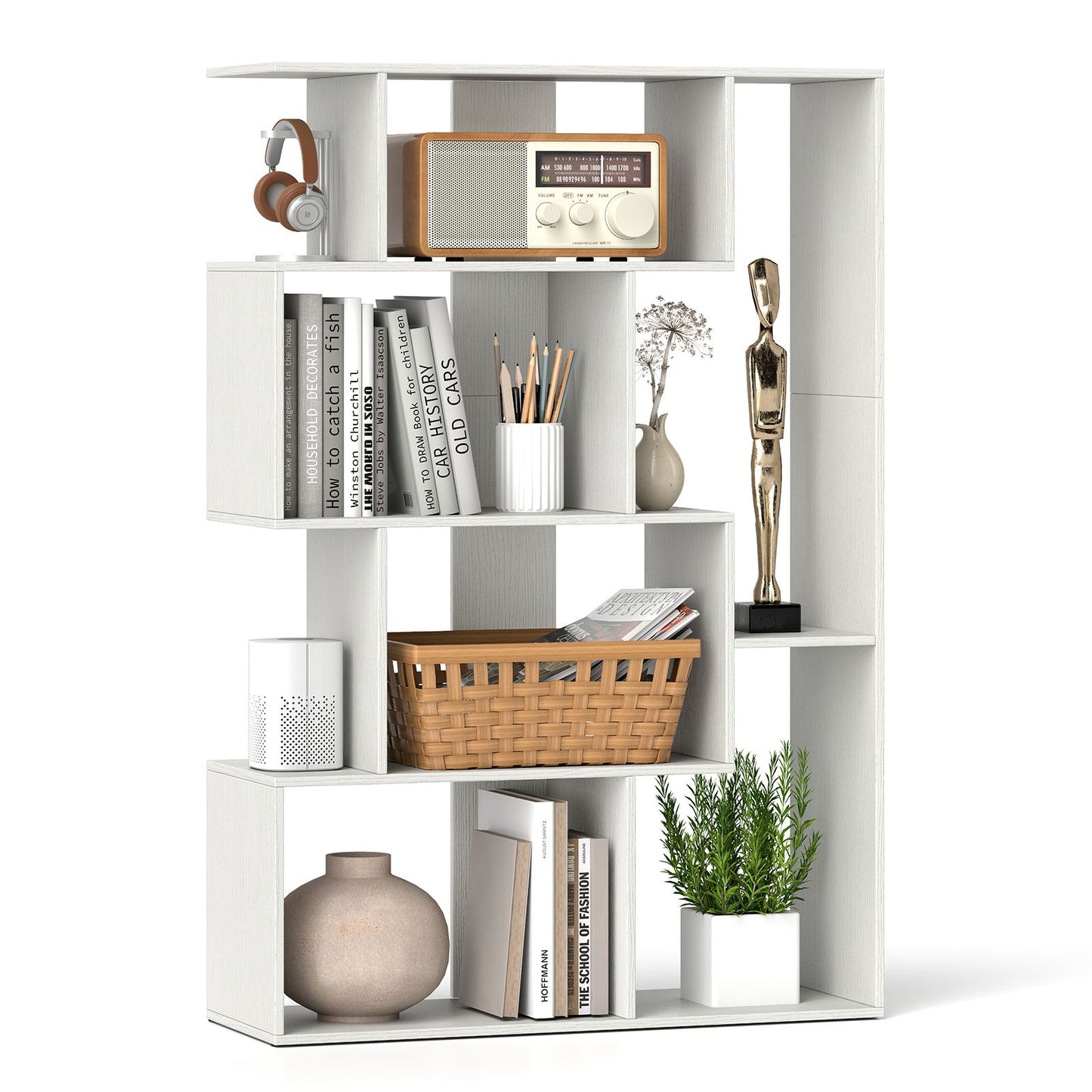6-Cube Open-back Geometric Bookshelf with Anti-tip Kits