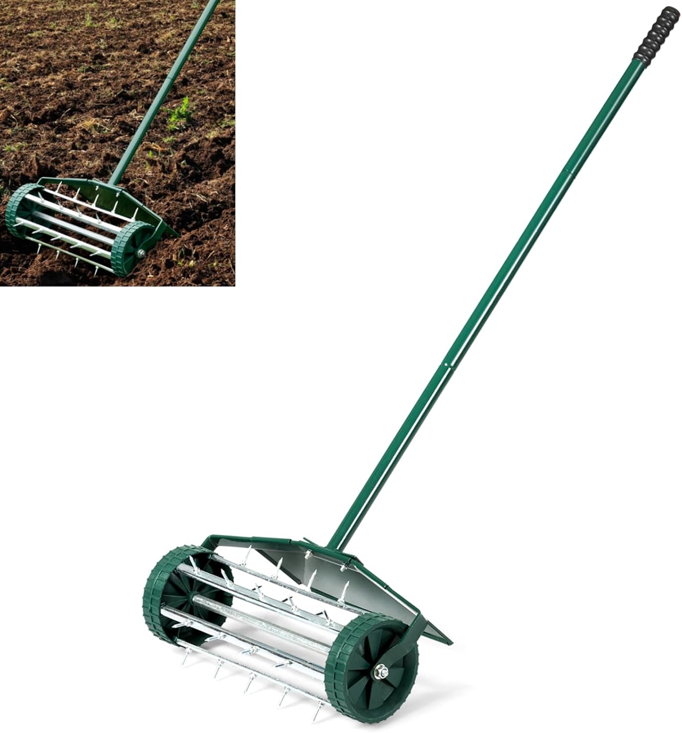 GiantexUK Outdoor Lawn Roller, Heavy Duty Manual Grass Rollers with Green Removable Handle