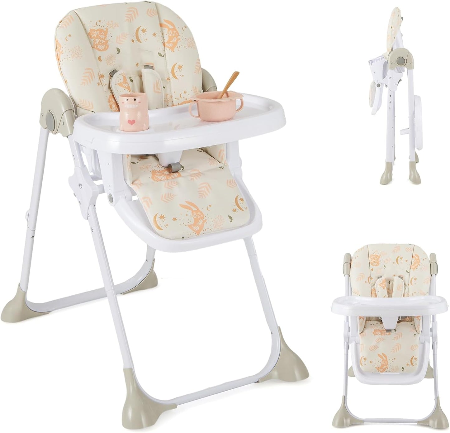 Height Adjustable Feeding High Chairs with Removable Tray
