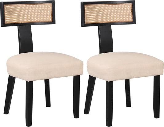 Dining Chair Set of 2, Linen Fabric Upholstered Kitchen Chairs