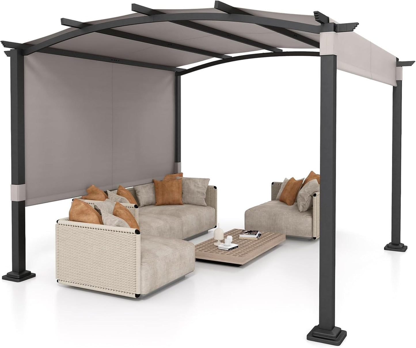 305 x 305 x 218 cm Large Garden Pergola with Sun Shade Canopy