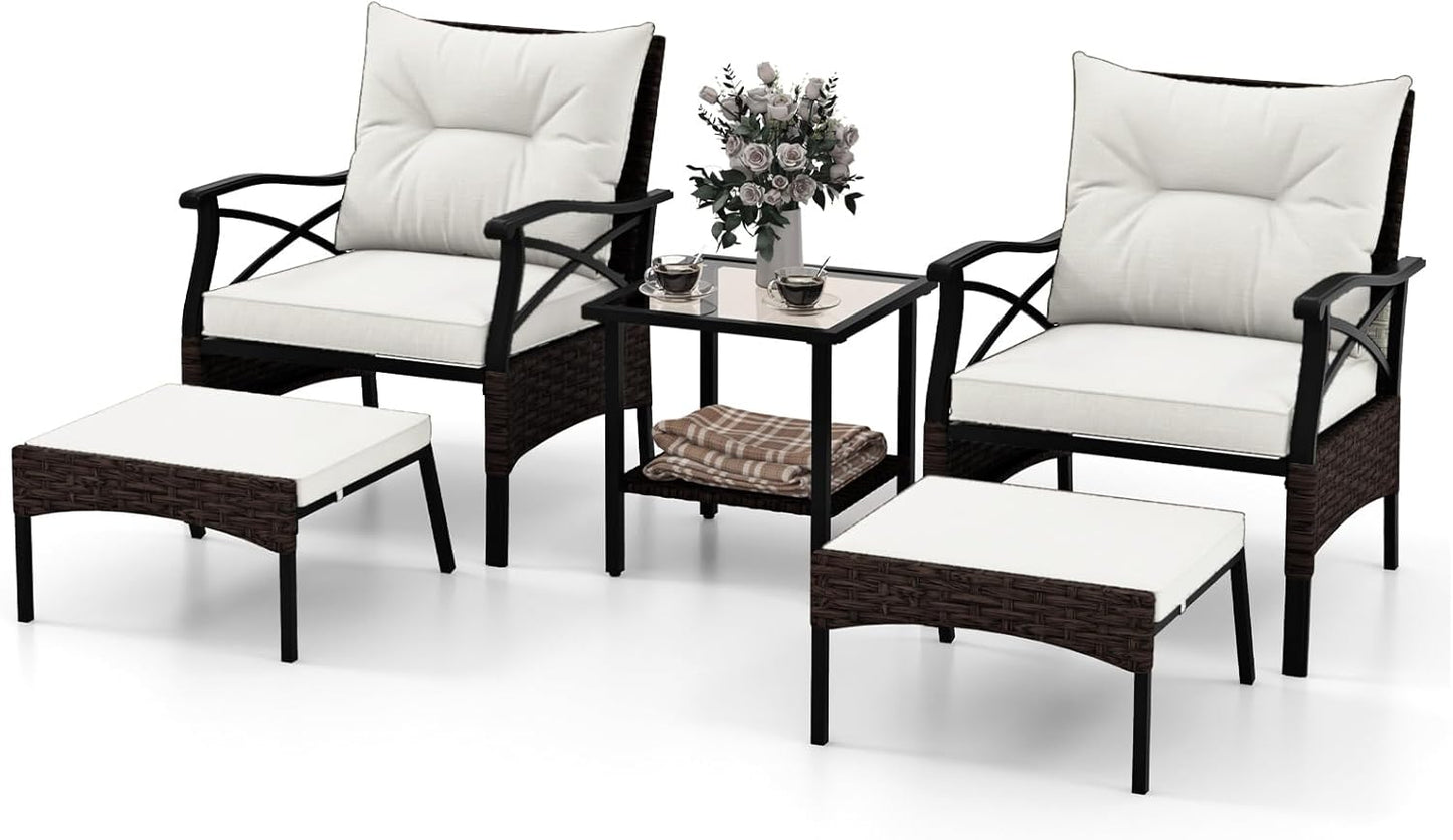 5 Piece Patio Furniture Set with Soft Seat and Back Cushions Included
