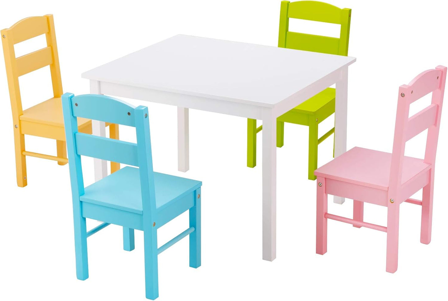 5pcs Activity Wooden Children Desk Chair Set for Preschool Girls Boys