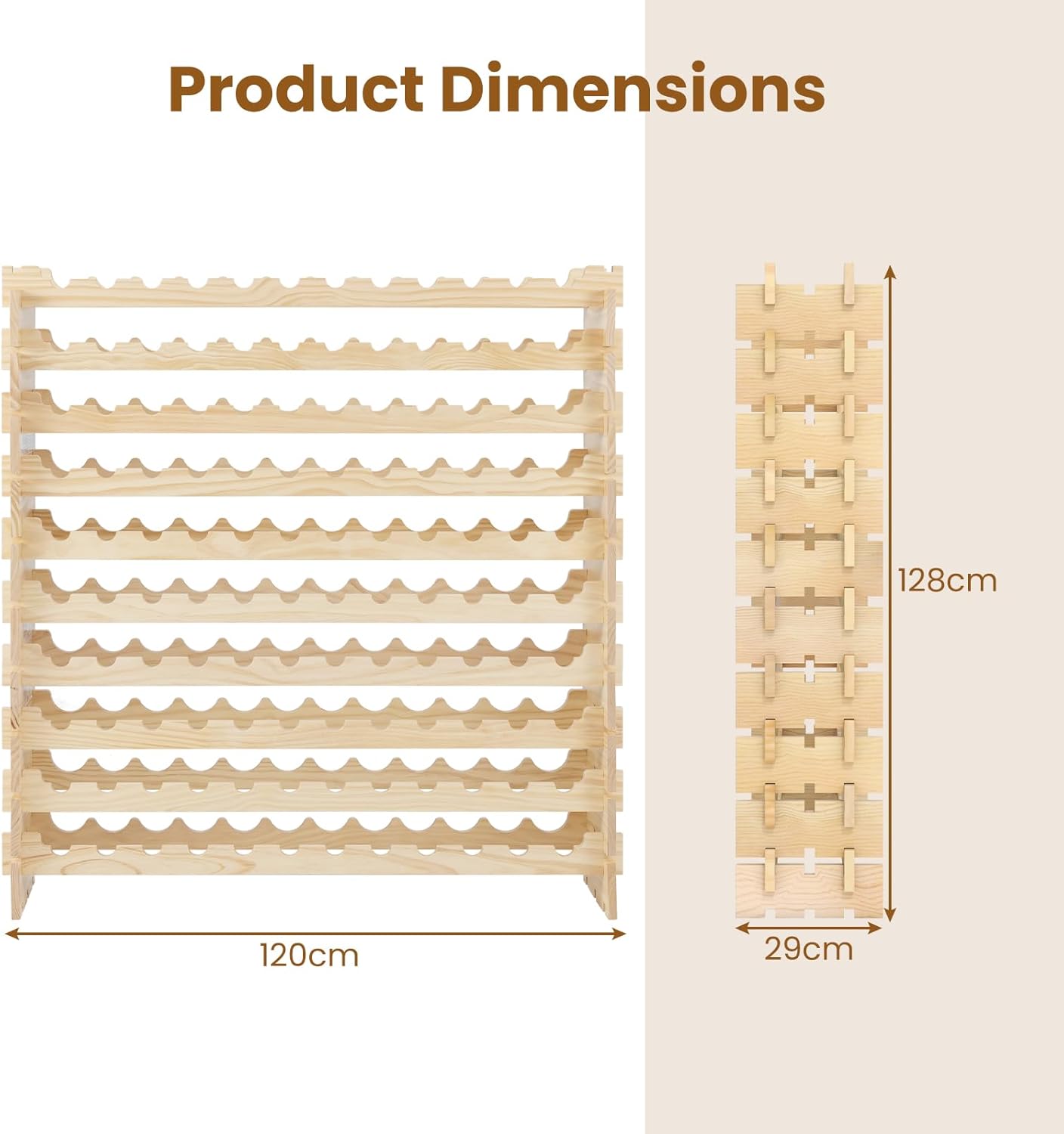 72/108/120 Bottles 6/9/10 Tier Stackable Wine Display Shelf for Home