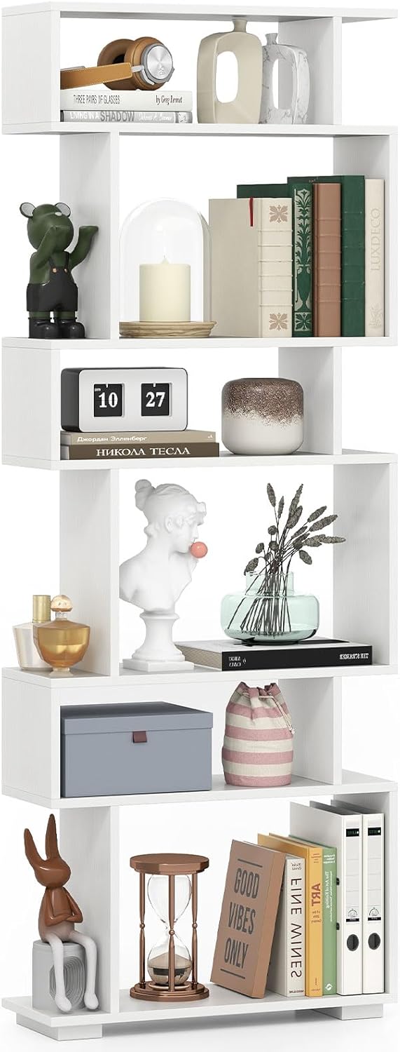 6-Tier Bookshelf with 2 Anti-Tipping Kits for Home Office