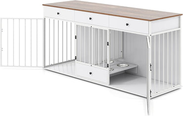 Heavy Duty Dogs Cage with Double Doors and Divider Indoor Puppy Kennel Side Table