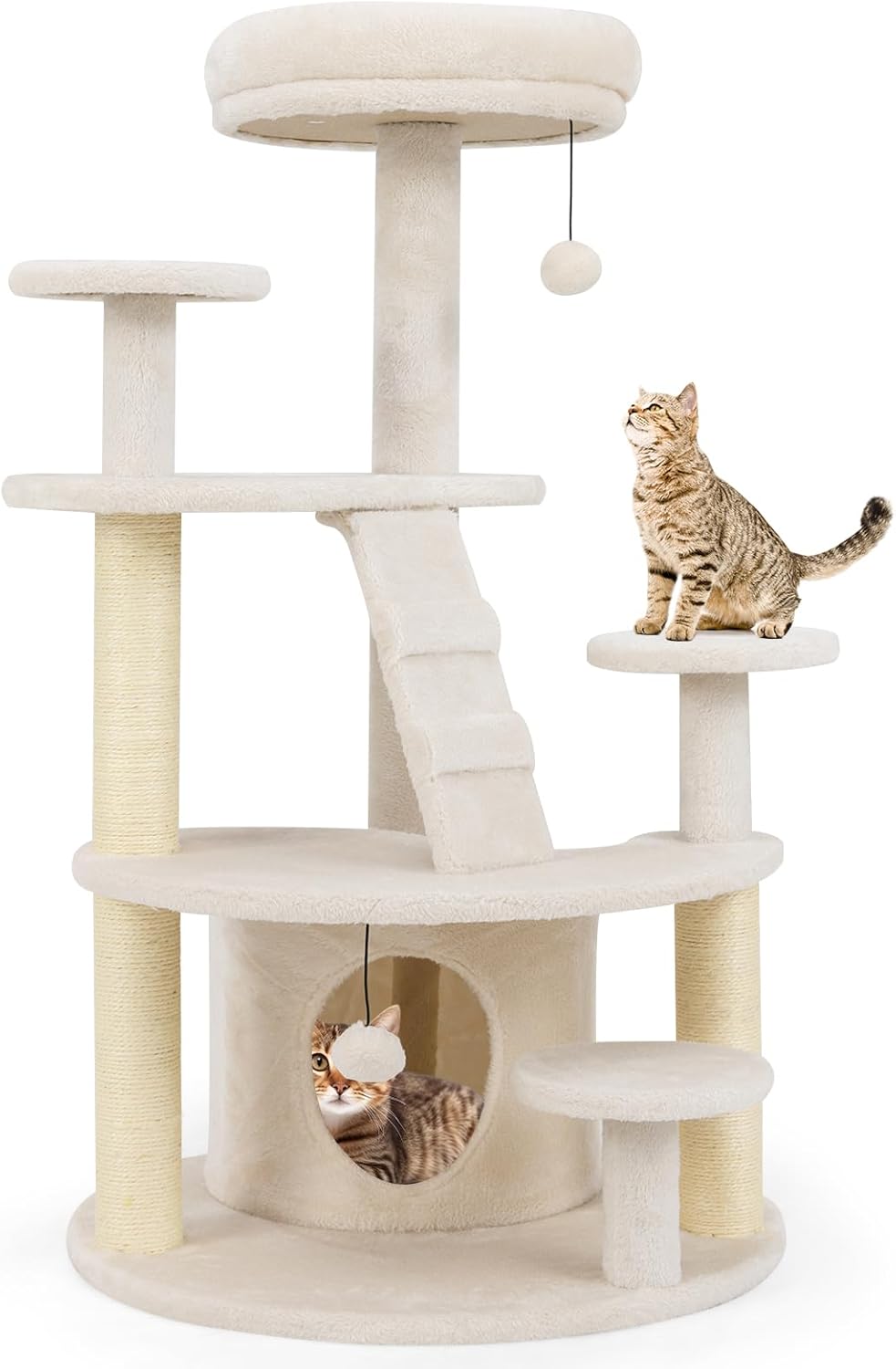 Multilevel Cat Climbing Tower with Condo Sisal Scratching Posts
