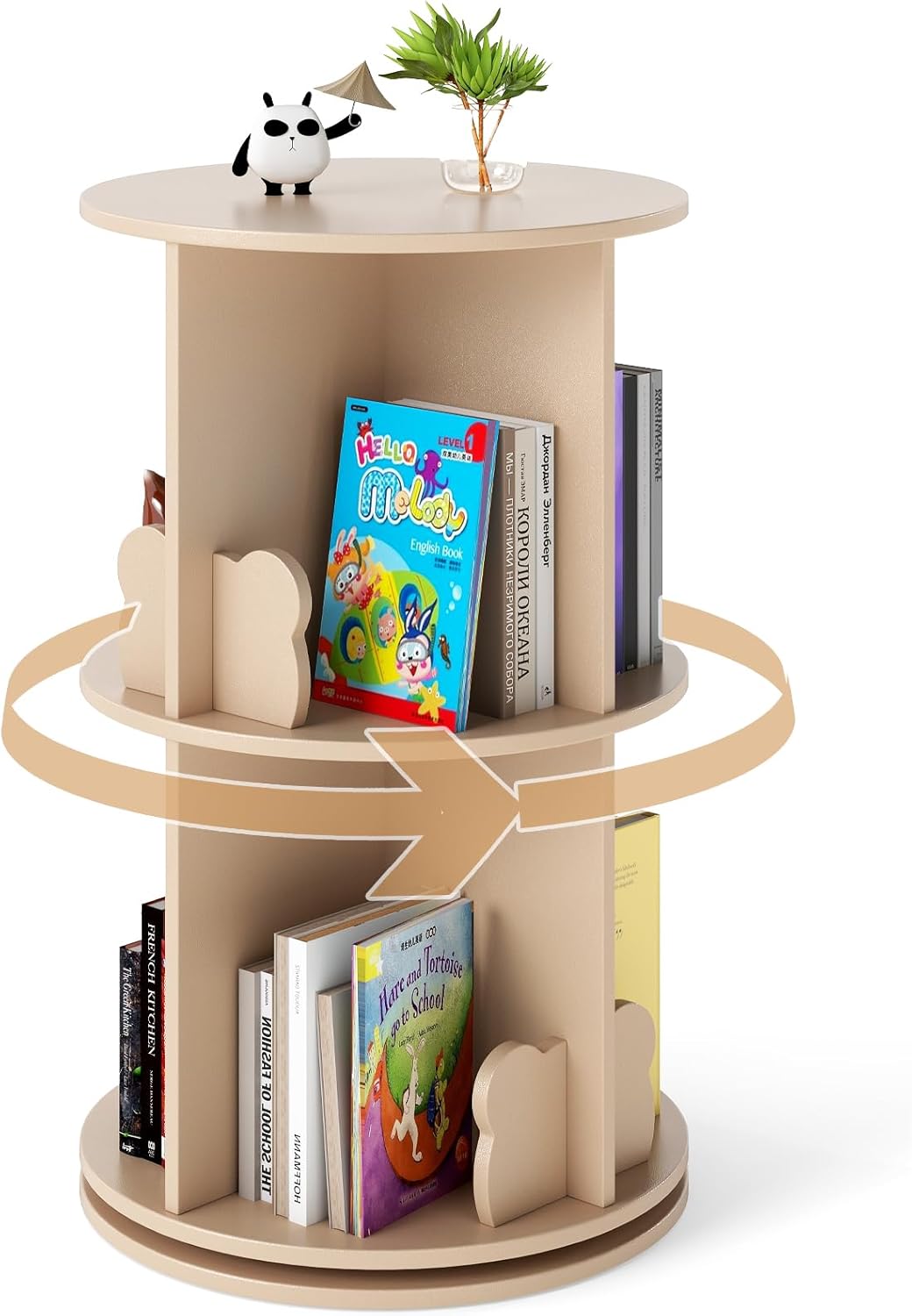 3 Tier 360° Rotating Bookcase with Bookends