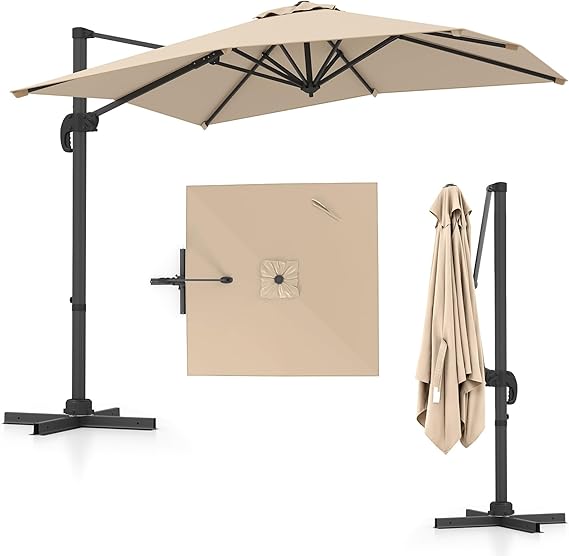 2.5M Square Offset Banana Umbrella with 5 Adjustable Tilt