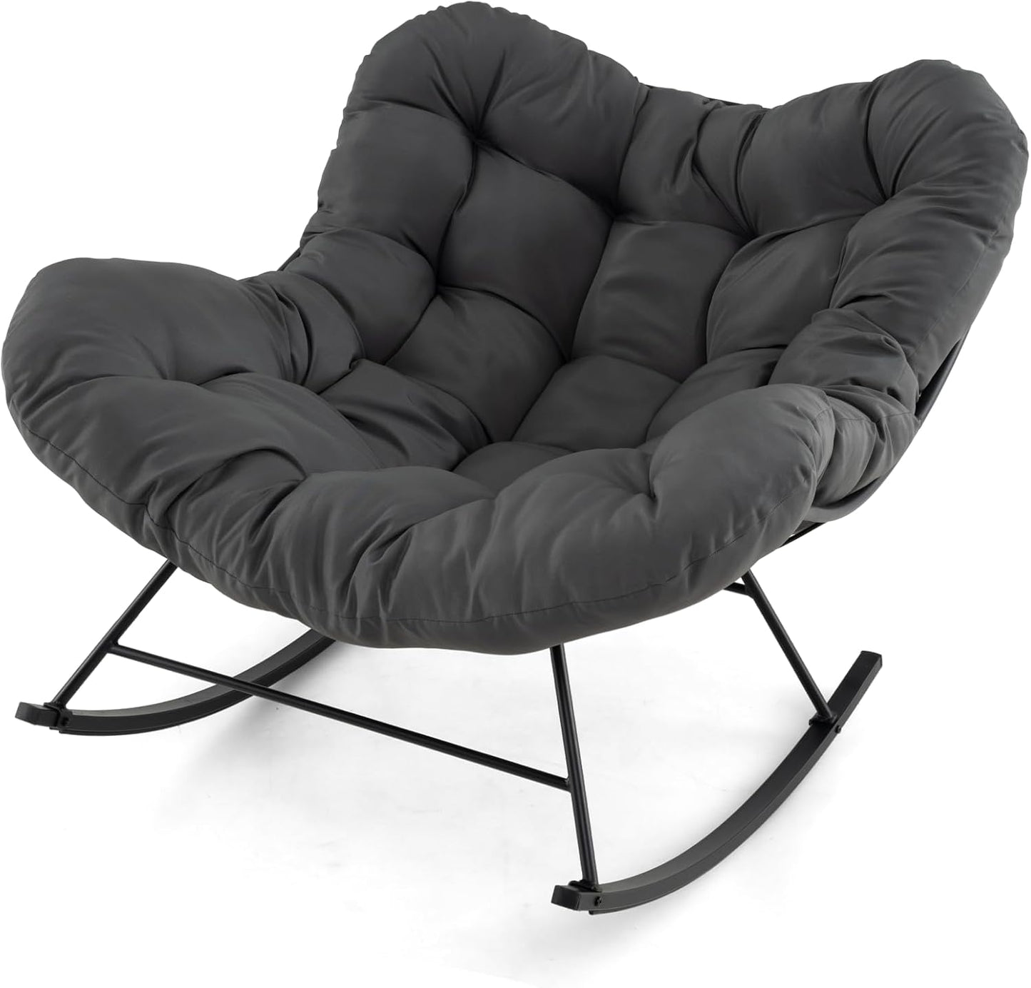 Oversized Patio Wicker Egg Chair with Thick and Removable Cushion
