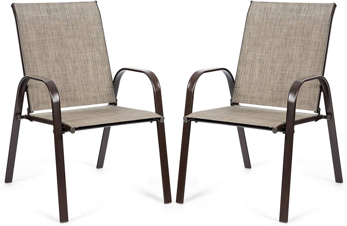 2 Piece Patio Outdoor Camping Chairs Set with Breathable Fabric