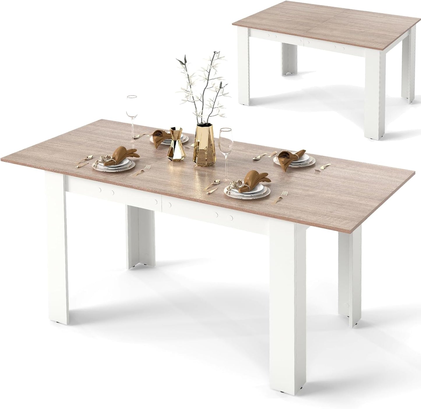 Extendable Dining Table with Adjustable Tabletop