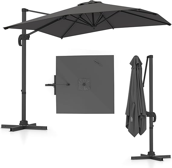 2.5M Square Offset Banana Umbrella with 5 Adjustable Tilt