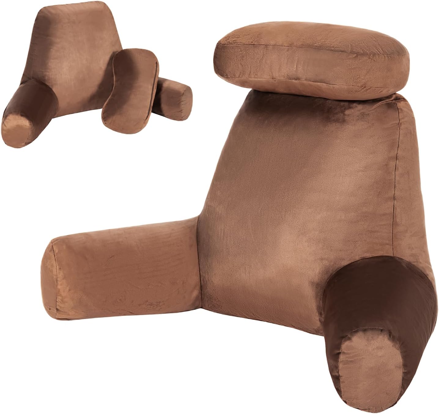 Extra Large Bed Rest Reading Pillow with Detachable Neck Roll