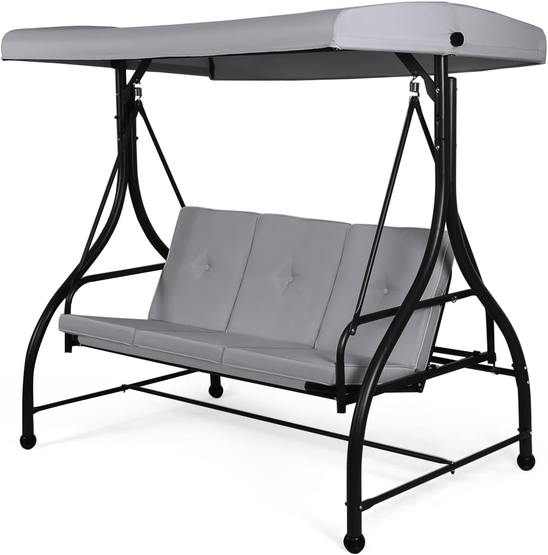3 Seater Convertible Outdoor Hammock Bench Chair with Adjustable Canopy and Cushions