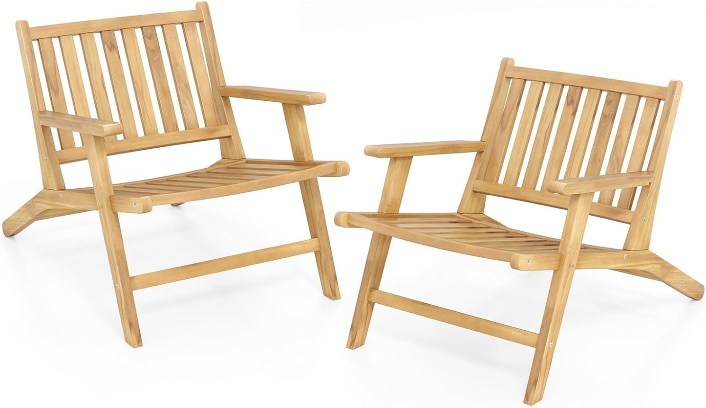 Natural Mid Century Teak Wood Outdoor Chair with Comfortable Backres