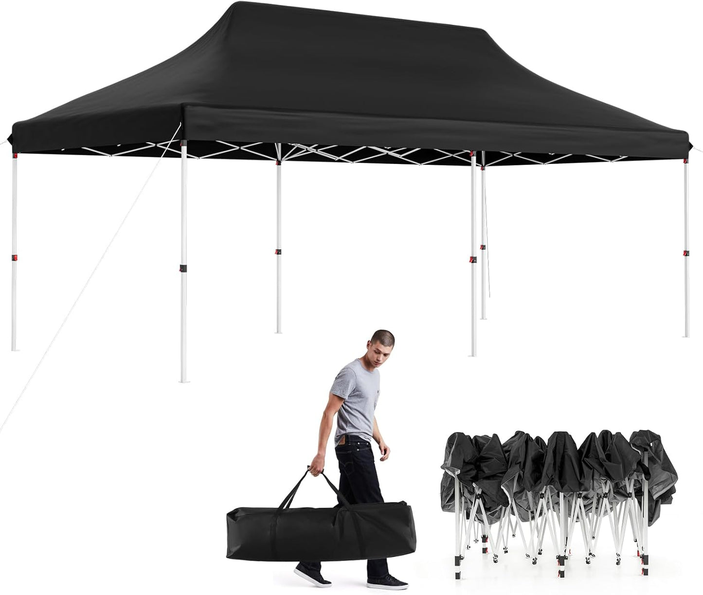 6x3M Height Adjustable Pop-up Gazebo with Carrying Bag