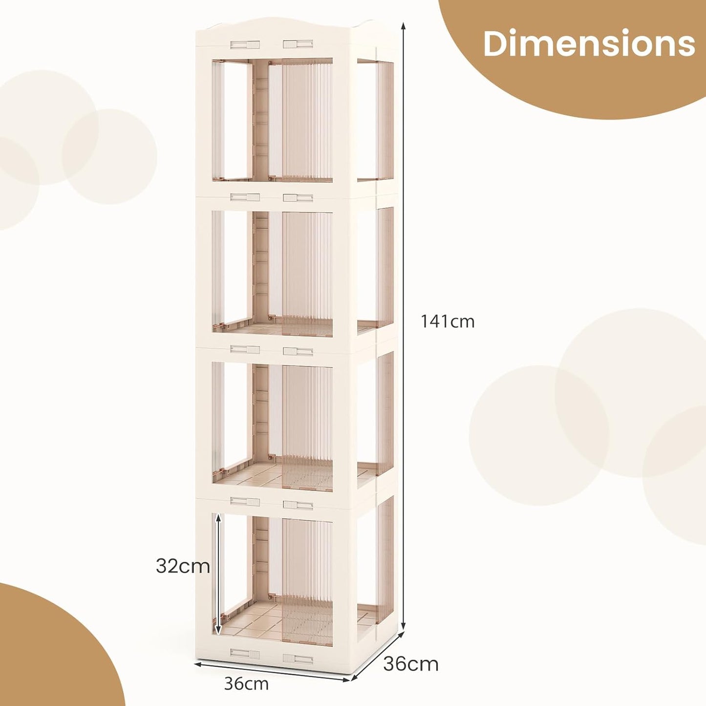 4/5-Tier Foldable Rotating Bookshelf, 360° Spinning Bookcase Tower with Swivel Base