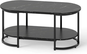 Marble Coffee Table with Open Storage Shelf