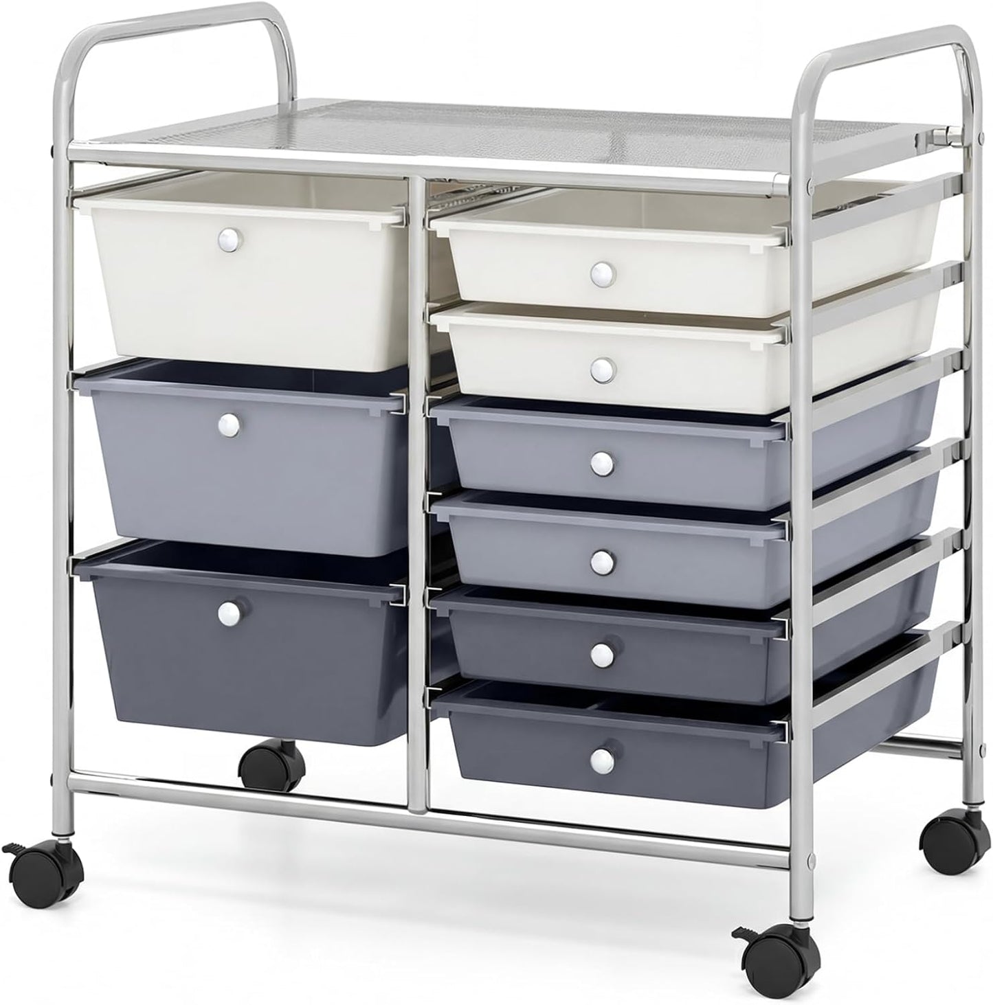 Metal Frame Utility Storage Organizer Cart with 4 Wheels