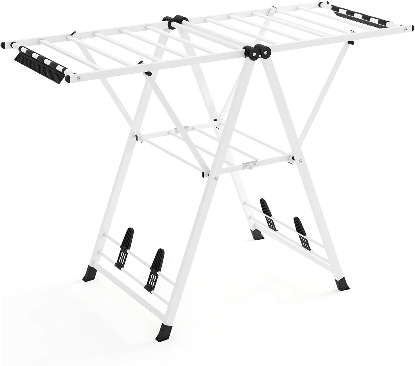 2-Level Foldable Clothes Drying Rack with Height-Adjustable Wings