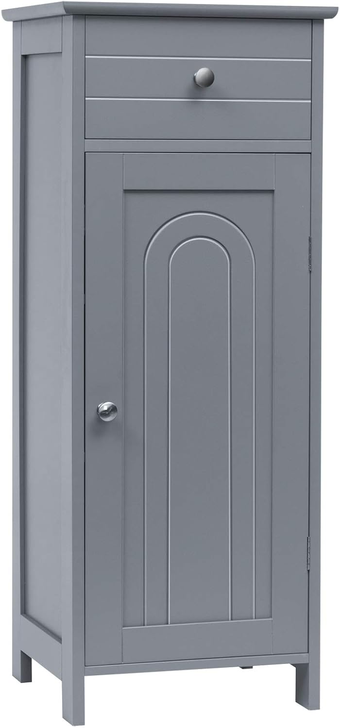 Floor Standing Wooden Cupboard with Single Door and Drawer