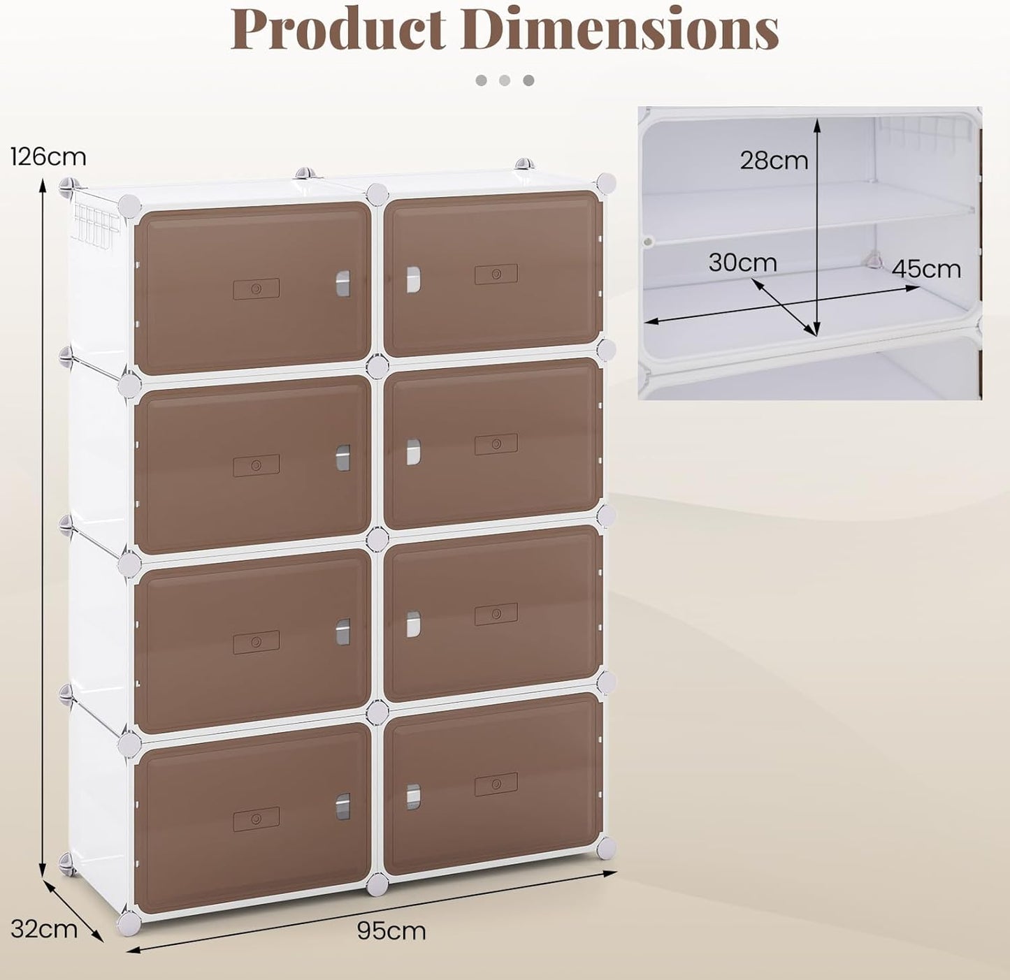 6/8/10 Tier Shoe Storage Cabinet with Removable Shelves