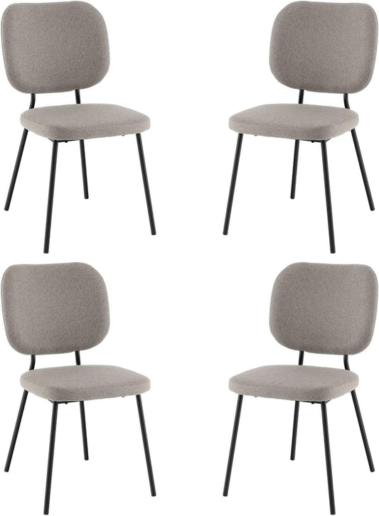GiantexUK Dining Chairs Set of 2/4, Upholstered Linen Fabric Kitchen Chairs with Metal Legs, Padded Seat & Backrest, without Armrest