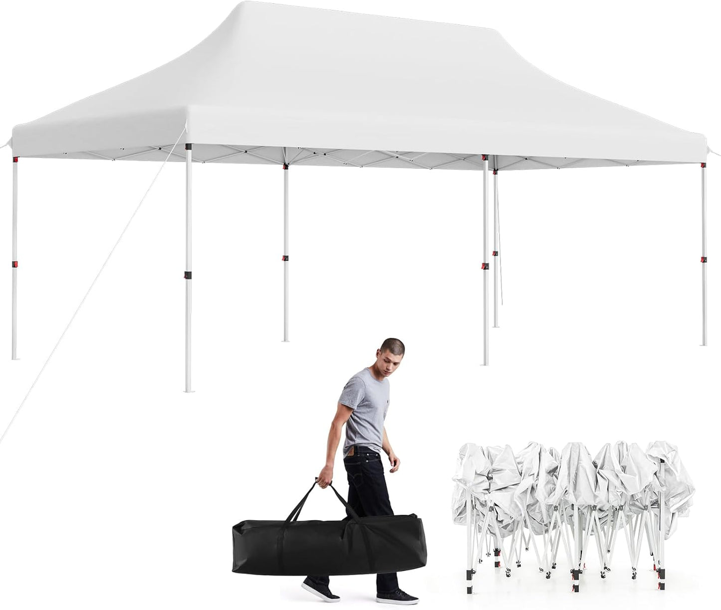 6x3M Height Adjustable Pop-up Gazebo with Carrying Bag