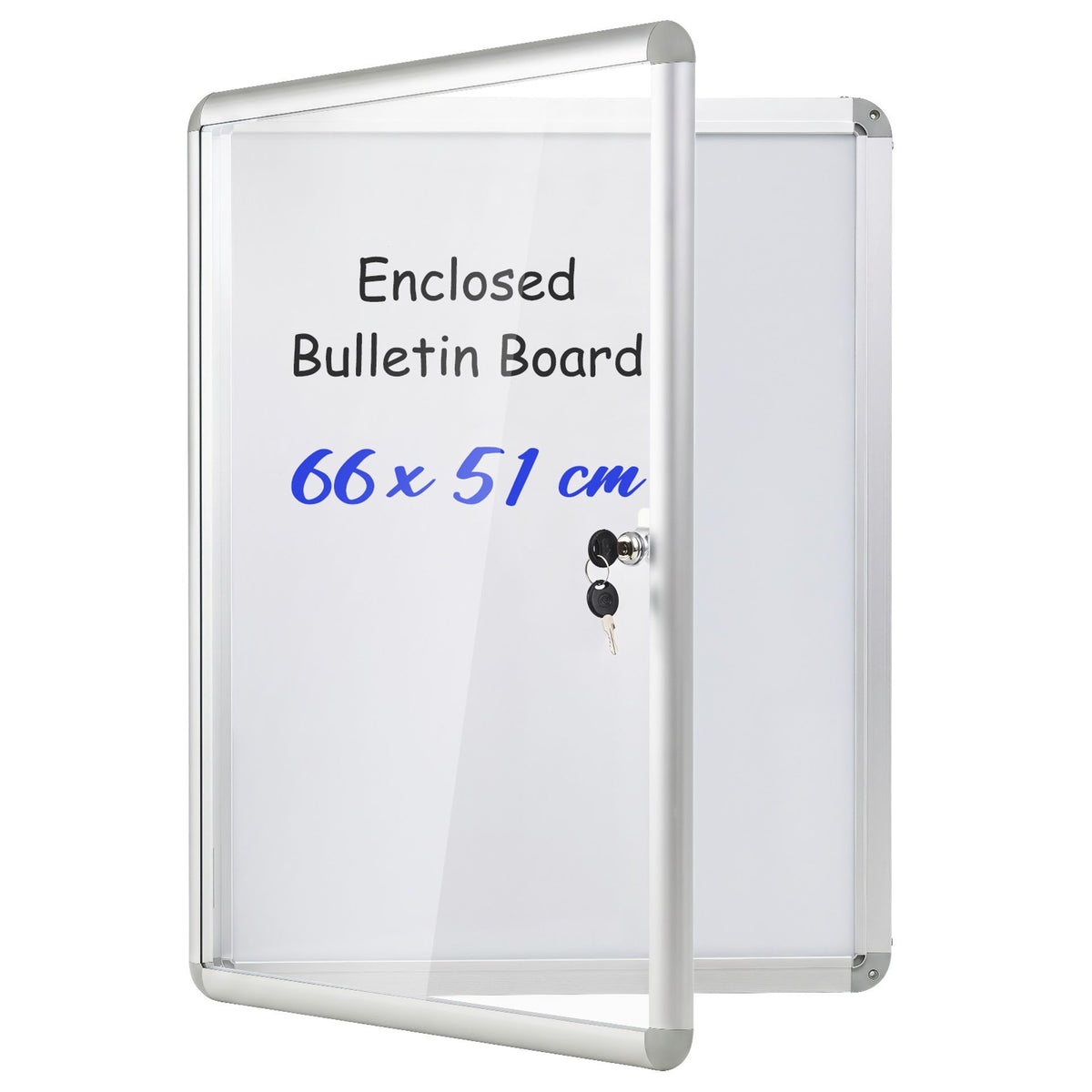66 x 51 cm Enclosed Bulletin Board with Locking Door and Aluminum Alloy Frame
