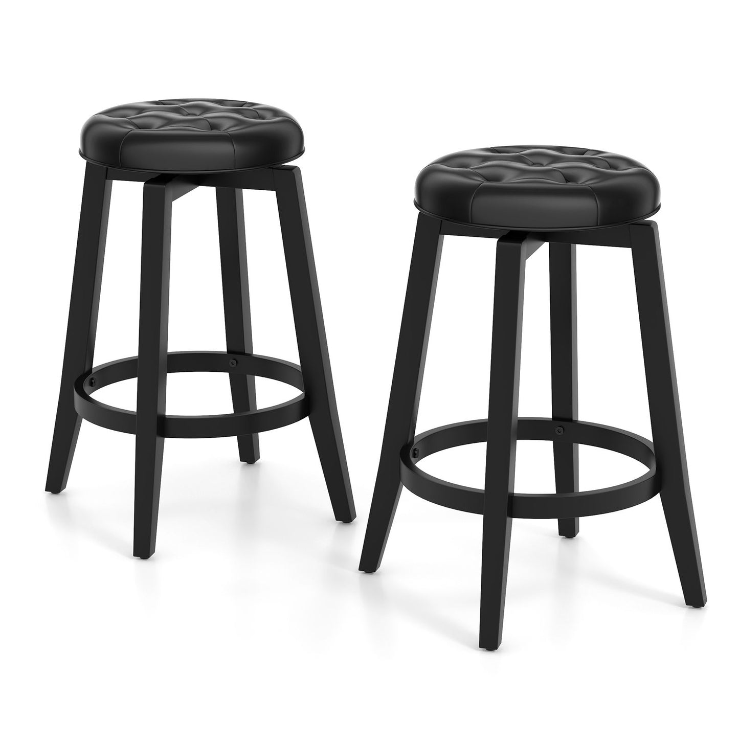 GiantexUK Swivel Bar Stools Set of 2, Upholstered Kitchen Barstools with Footrest