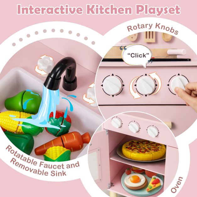 Toddler Pretend Play Kitchen with Light up Stove and Cooking Sounds