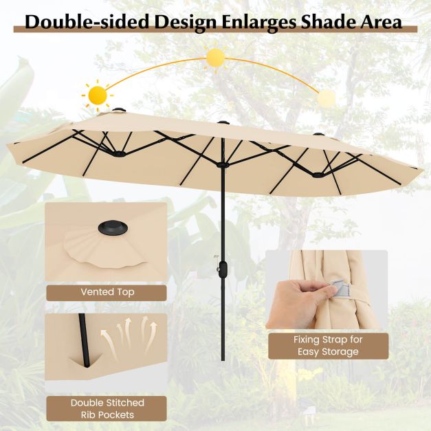 4m Double sided Patio Umbrella with Crank Handle for Garden Pool Backyard